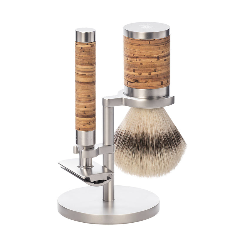 MÜHLE ROCCA Birch Bark Synthetic Shaving Brush and Safety Razor Set