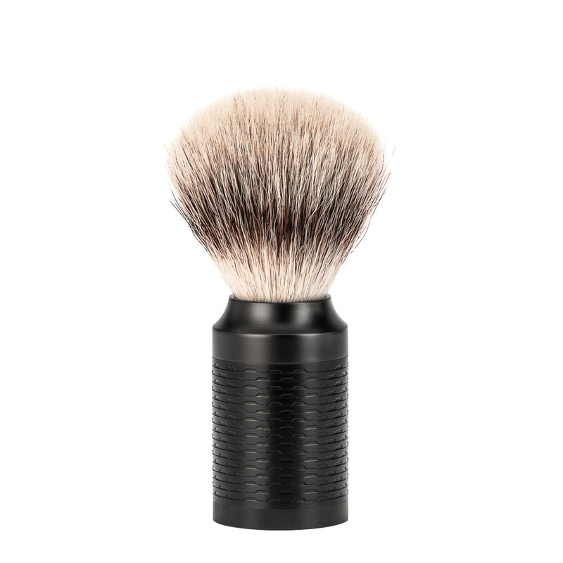 MÜHLE ROCCA Black Stainless Steel Silvertip Fibre Shaving Brush