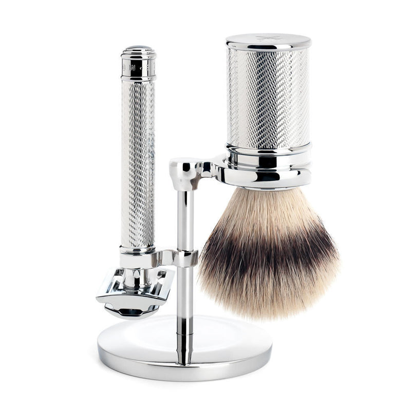 MÜHLE Traditional 3-Piece Shaving Set in Chrome Incl. Safety Razor & Vegan Brush