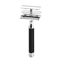 Muhle Traditional series black and chrome safety razor closed comb