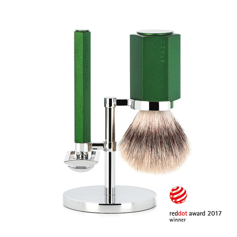 MÜHLE Hexagon 3-Piece Shaving Set in Forest Incl. Safety Razor & Vegan Brush