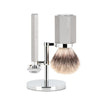 MÜHLE Hexagon 3-Piece Shaving Set in Silver Incl. Safety Razor & Vegan Brush